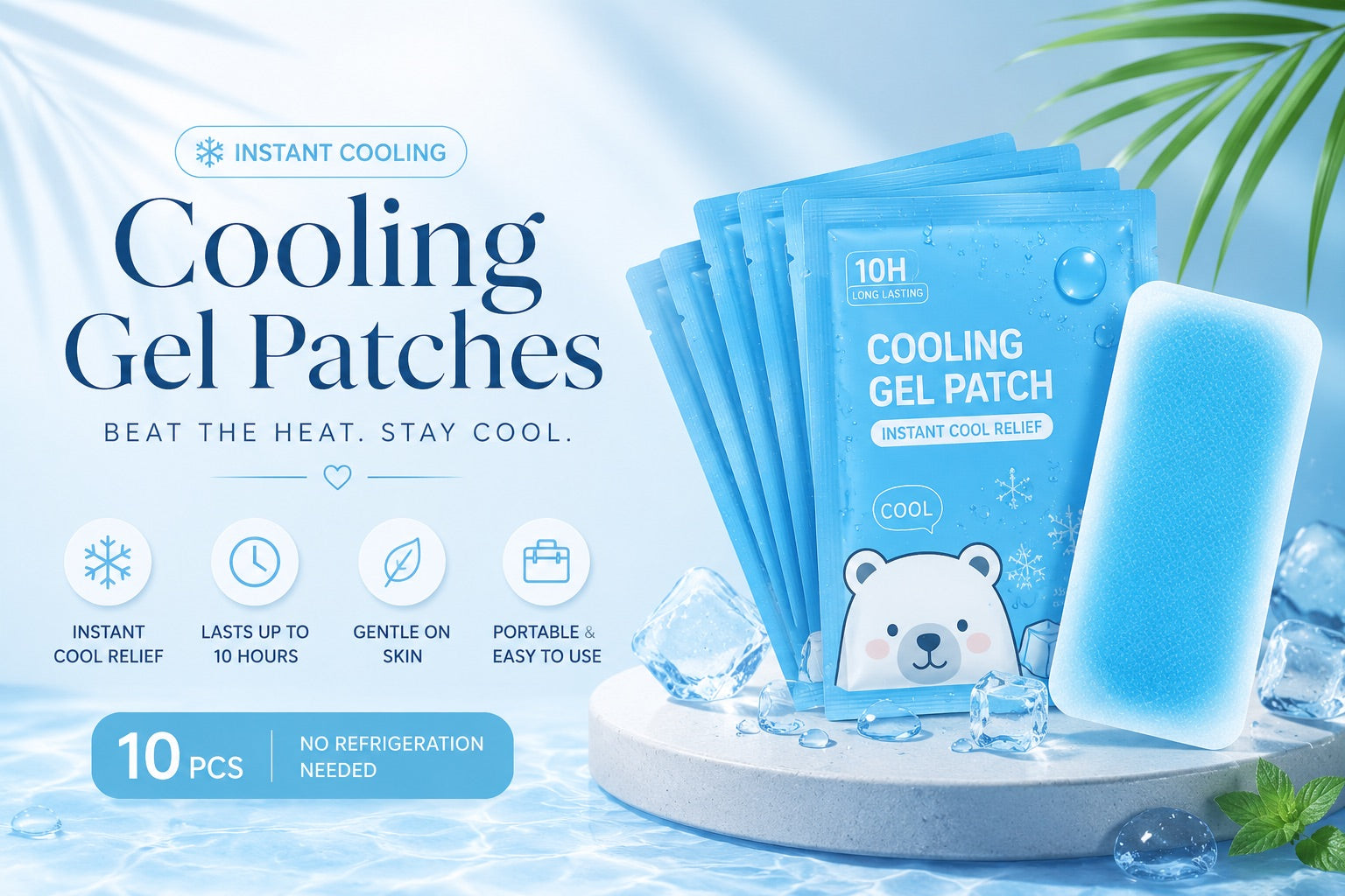 BreezeChill™ Cooling Gel Patches – 10 Pack